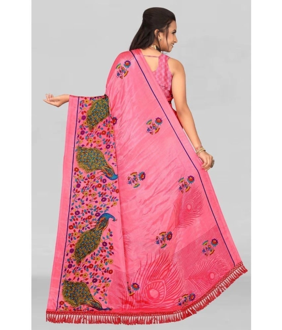 LEELAVATI - Pink Crepe Saree With Blouse Piece ( Pack of 1 ) - Pink