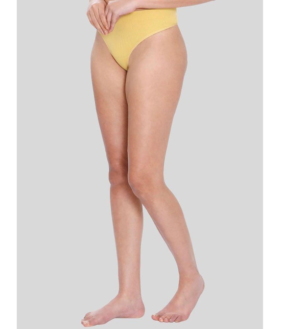 ILRASO - Yellow Poly Cotton Solid Women's Thongs ( Pack of 1 ) - None