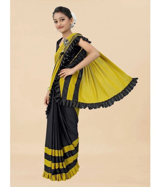 Apnisha - Yellow Lycra Girls Saree ( Pack of 1 ) - None