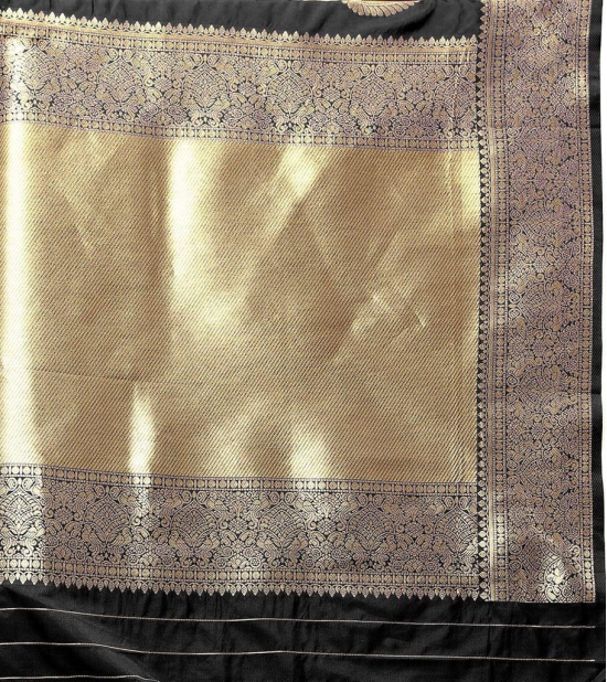 Black Soft Silk Woven Design Gold Zari Weaving Saree