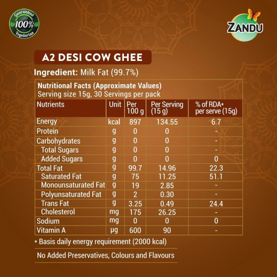 A2 Desi Cow Ghee (500ml) & FREE Pure Honey with Fruits & Herbs (650g)