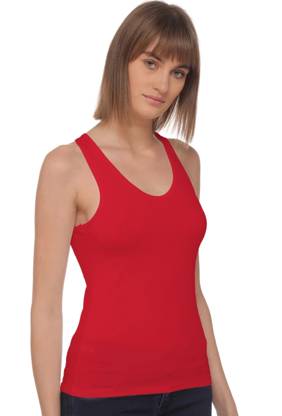 Sona 8008 Red Racer Back Sports Camisole for Gym Workout, Exercise, Yoga etc-L / Red / Cotton