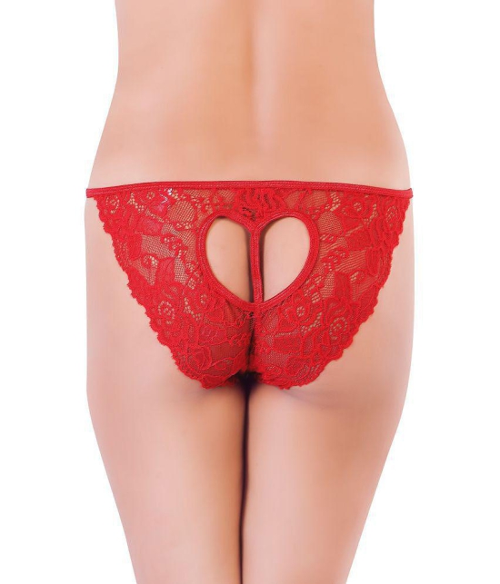 Bruchi Club - Lace Self Design Red Women's Cheekies ( Pack of 1 ) - None