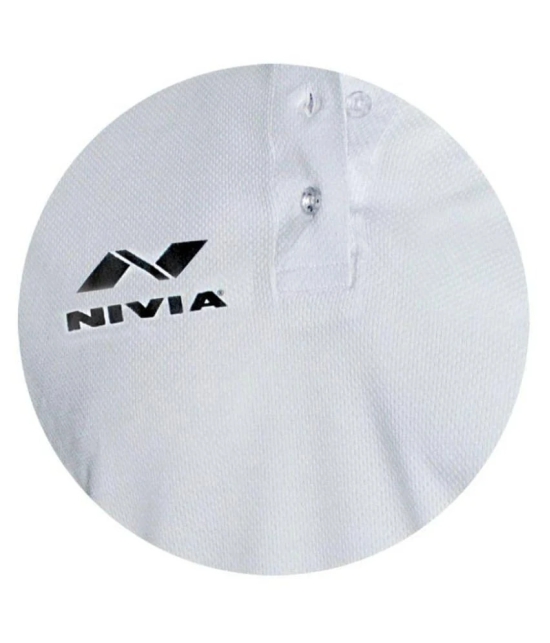 Nivia White Polyester Polo T-Shirt-2501s1 - S