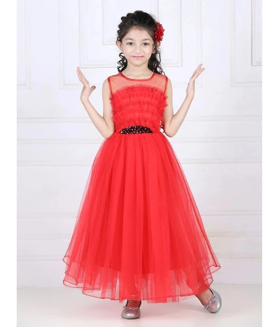 Toy Balloon Kids Red Net Girls Fit And Flare Dress ( Pack of 1 ) - None