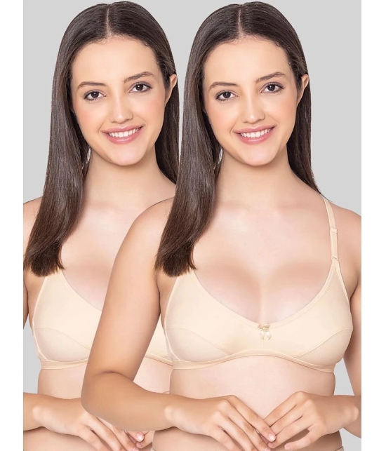 Bodycare Beige Cotton Blend Lightly Padded Womens Everyday Bra ( Pack of 2 ) - None