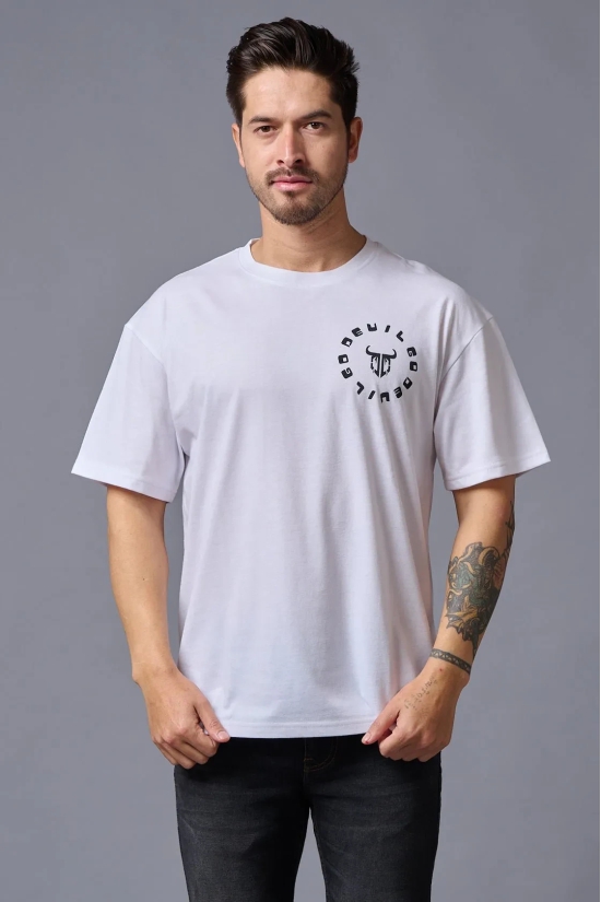 Cruel (in Gradient) Printed White Oversized T-Shirt for Men S