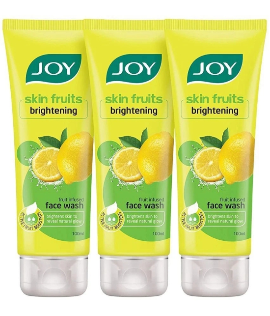 Joy Skin Brightening Lemon Face Wash with Vitamin C For Glowing Skin 300ml, (Pack of 3 X 100ml)