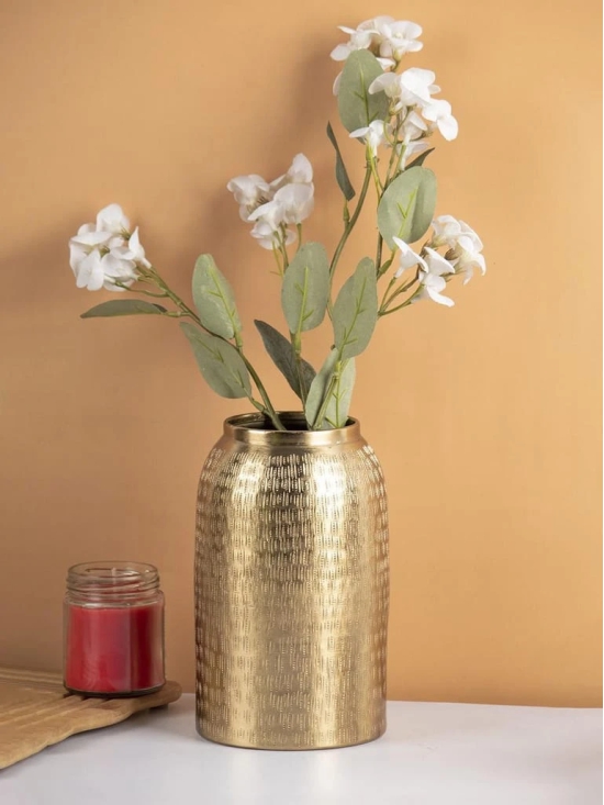 Decorative Modern Gold Metal Table Flower Dolchi Shape Vase for Festive Décor