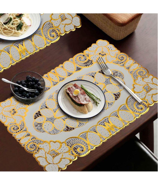 HOMETALES - Gold Printed PVC 6 Seater Table Mats ( Pack of 6 ) - Gold