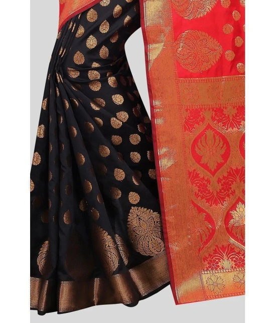 Gazal Fashions - Red Banarasi Silk Saree With Blouse Piece ( Pack of 1 ) - Red