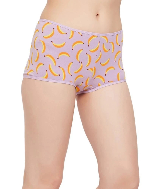 Clovia Purple Cotton Printed Womens Boy Shorts ( Pack of 1 ) - None