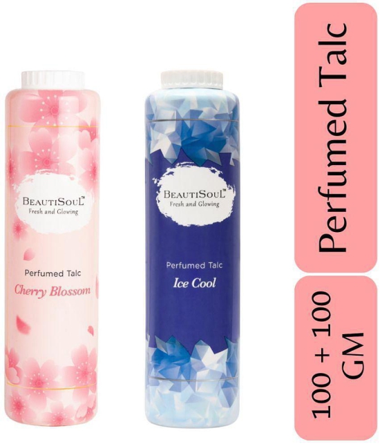 Beautisoul Talcum Powder Cherry Blossom and Ice Cool Talc Talc 200 gm Pack of 2