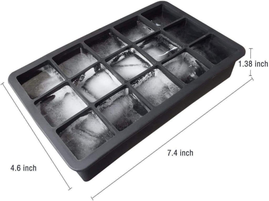 Skytail 1 Pcs Silicone Ice Cube Trays Molds 15 Cavities Ice Tray for Whiskey and Cocktail (Black - 15 Cavity)