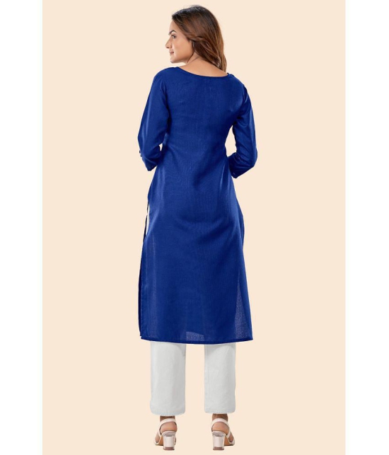 Glomee - Blue Cotton Womens Straight Kurti ( Pack of 1 ) - None