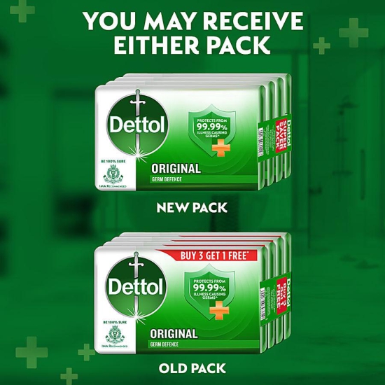 Dettol Bathing Soap Bar - Original, 99.99% Germ Protection, Dermatologically Tested, 75 G (Pack Of 4)