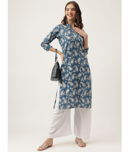 Divena - Blue Cotton Womens Straight Kurti ( Pack of 1 ) - None