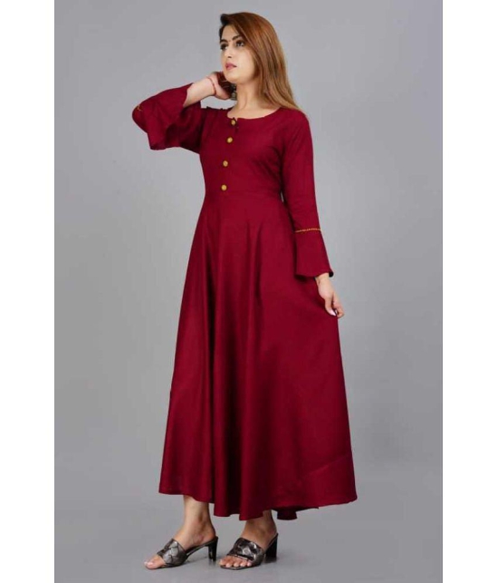 SIPET - Maroon Rayon Womens Anarkali Kurti ( Pack of 1 ) - None