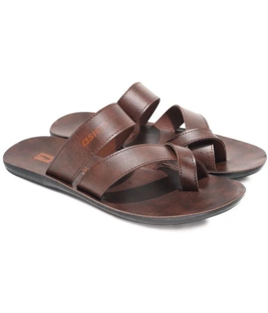 ASIAN Brown Mens Leather Slipper - None