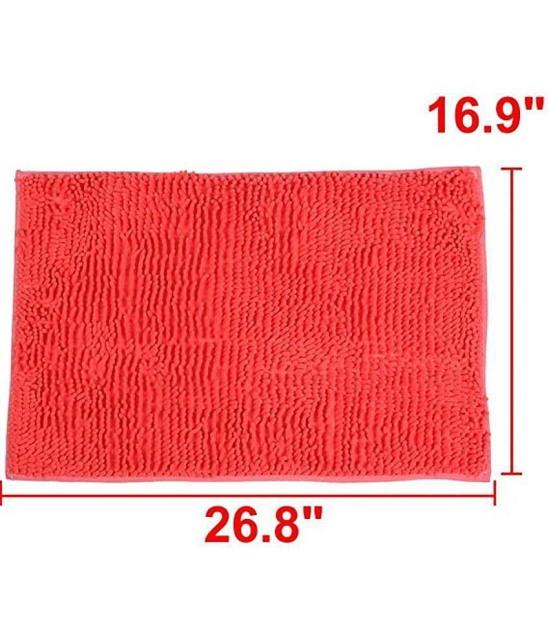 Abhikram Red Single Anti-skid Door Mat - ( 60 X 40 cm ) - Red