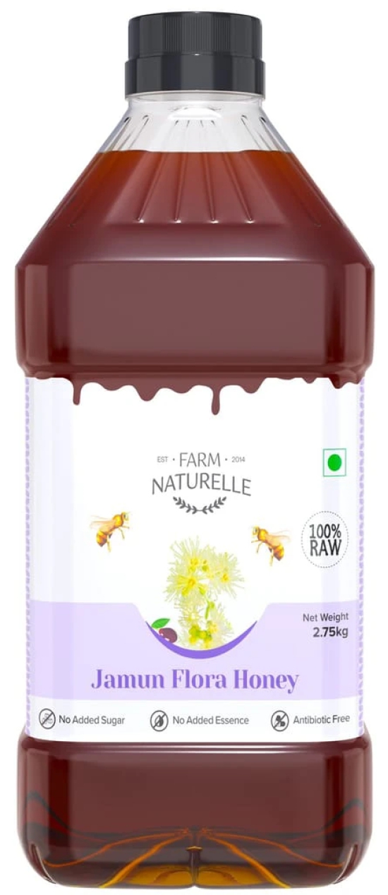 Farm Naturelle Jamun Flower Wild Forest Honey 2.75kg |100% Pure Honey| Raw & Unfiltered|Unprocessed|Lab Tested Honey In Glass Jar with Extra Spoon