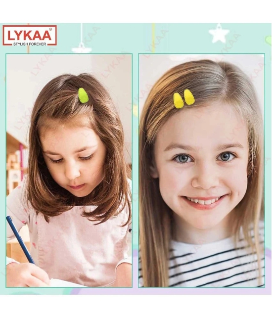 Lykaa Oval Shape Suede Hair Tic Tac Clips For Baby Girls Gifts - Pack of 6 (Multicolor) - Multi