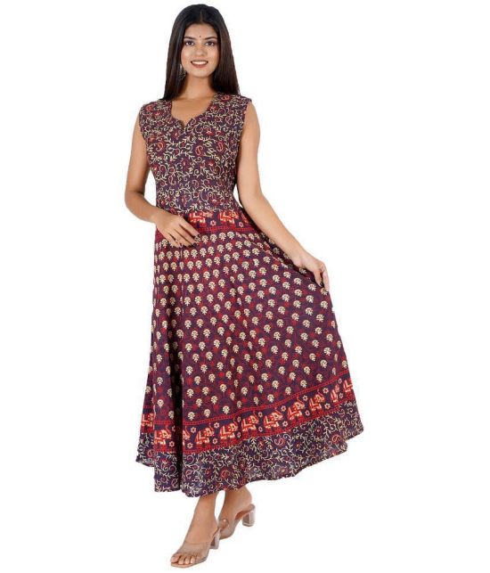 Rangun Cotton Maroon A- line Dress - Single - Free Size