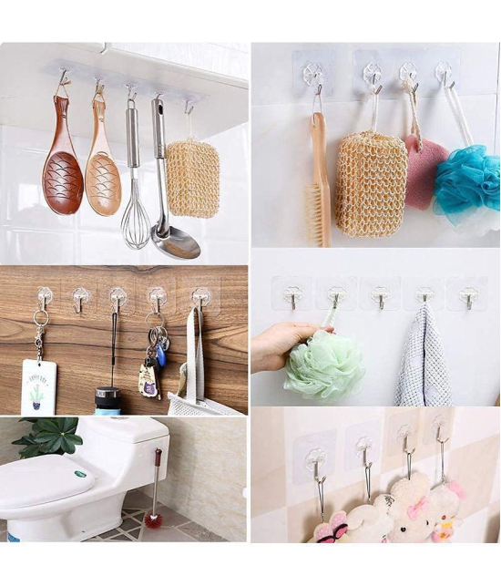 BLUE HOME AND KITCHEN Transparent Self Adhesive Wall Hooks (Pack Of 10)