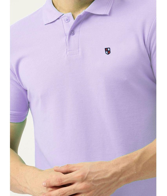 ADORATE Cotton Blend Regular Fit Solid Half Sleeves Mens Polo T Shirt - Lavender ( Pack of 1 ) - None