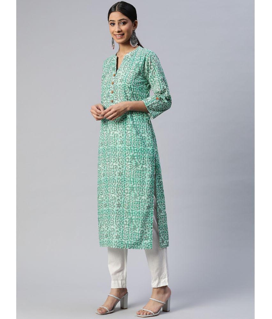 SVARCHI - Green Cotton Women''s Straight Kurti ( Pack of 1 ) - None