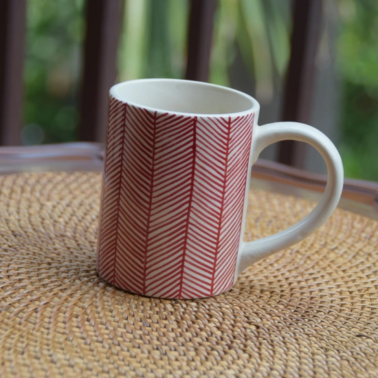 Red Criss Cross Ceramic Mug-Regular