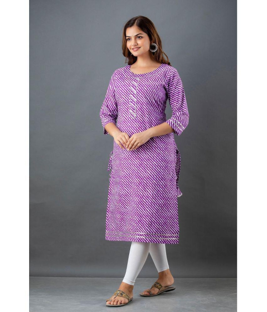 Lee Moda - Purple Cotton Women''s Straight Kurti ( Pack of 1 ) - None