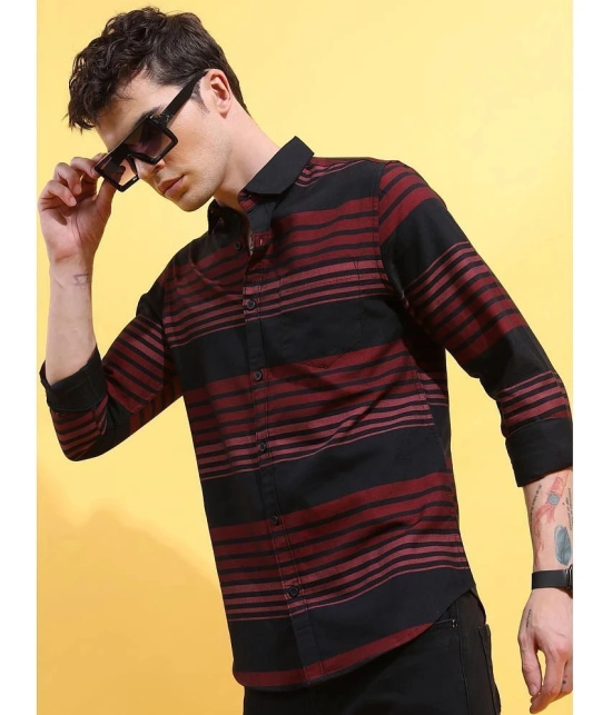 Ketch Cotton Blend Regular Fit Striped Full Sleeves Mens Casual Shirt - Red ( Pack of 1 ) - None