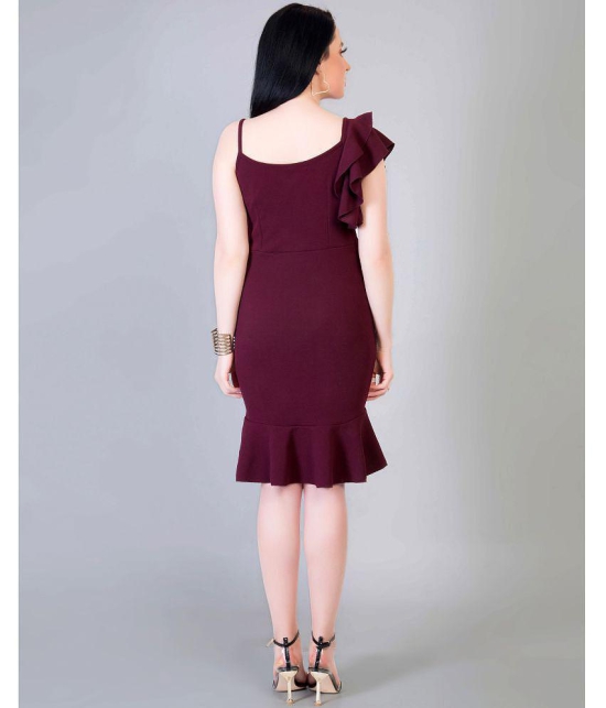 Addyvero Cotton Lycra Maroon Regular Dress - - XL