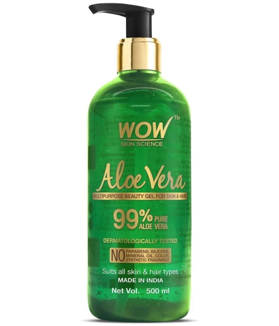 WOW Skin Science 99% Pure Aloe Vera Gel for Skin and Hair -No Parabens, Silicones, Mineral Oil, Color, Synthetic Fragrance - 500ml