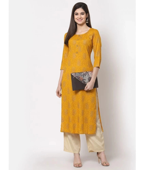 Kbz Yellow Rayon Straight Kurti - Single - None