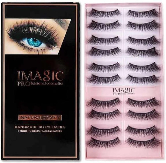 Imagic Professional Synthetic Fibers Reusable False Eyelashes  Pack of 10 Pairs