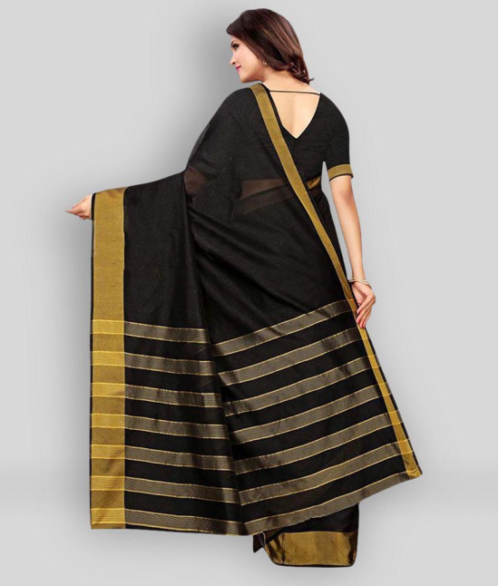 Bhuwal Fashion - Black Cotton Silk Saree With Blouse Piece ( Pack of 1 ) - Black