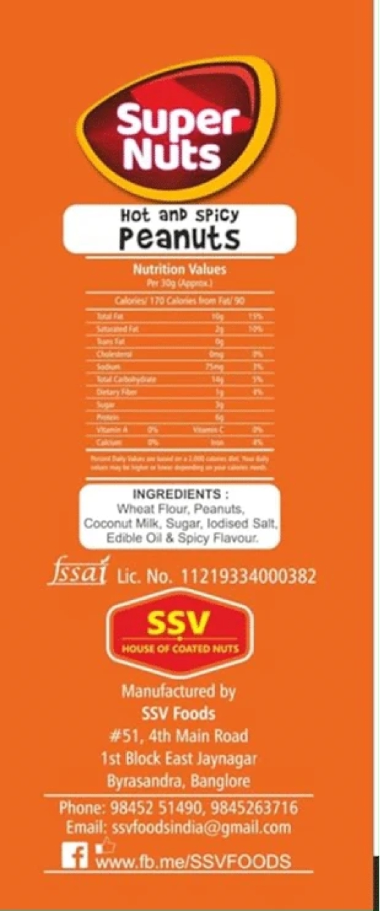 SSV Super Nuts Hot N Spicy Flavoured Peanuts