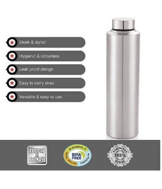 Dynore - Fridge Bottle Silver Water Bottle 750 mL ( Set of 2 ) - Silver