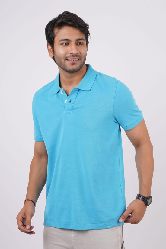 Men's MD Blue Solid Polo T-Shirt