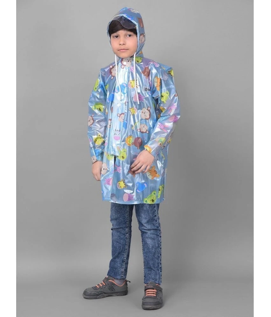 Dollar Rainguard Kids Full Sleeve Face Printed Long Raincoat With Adjustable Hood and Pocket - None