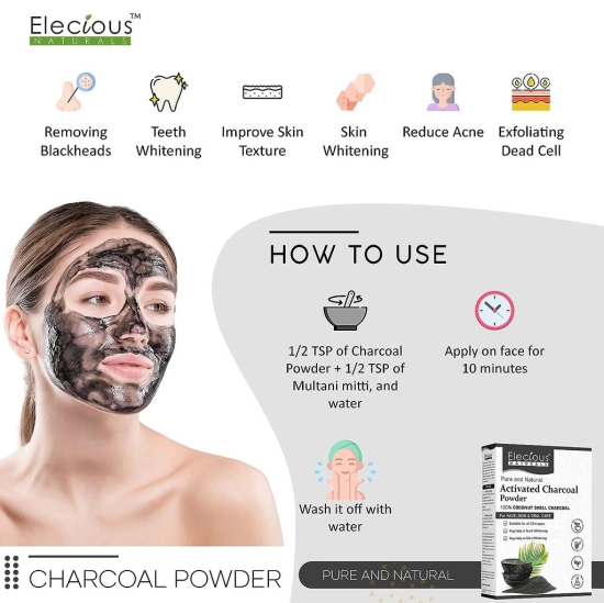 Elecious Naturals Activated Charcoal powder (200 grams)