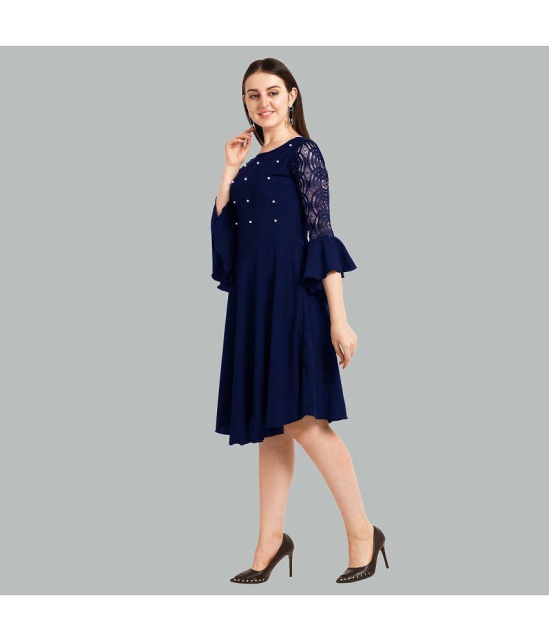 Sheetal associates - Blue Crepe Women''s Fit & Flare Dress ( Pack of 1 ) - None