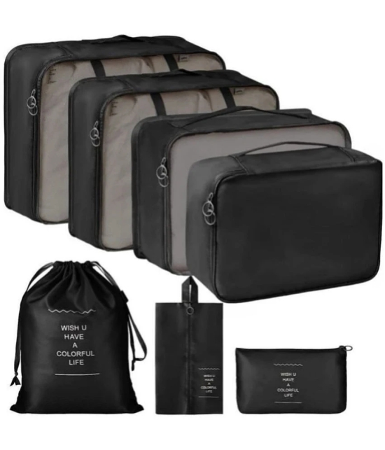 House Of Quirk Black Travel Organizer Bag Set of 7 - Black