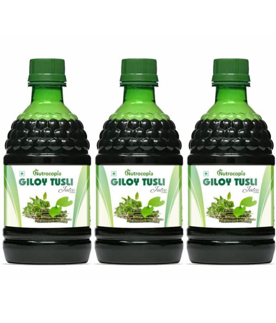 NUTROCOPIA Giloy Tulsi Juice | Fresh Tulsi and Giloy to Support Immune Health Pack of 3 of 400ML