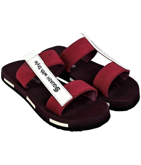 Squash Maroon Mens Slide Flip Flop - None