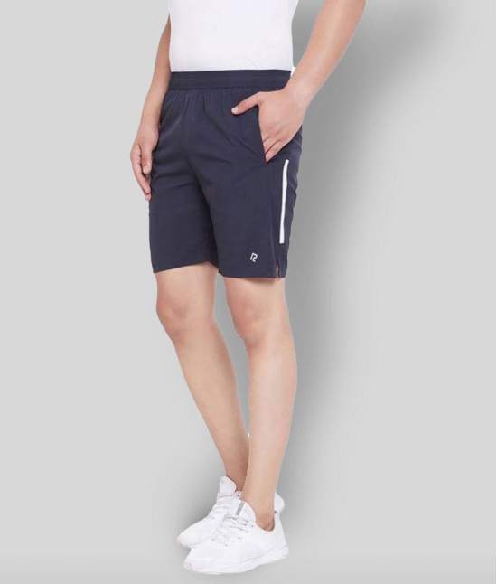 RANBOLT Navy Polyester Lycra Fitness Shorts - None