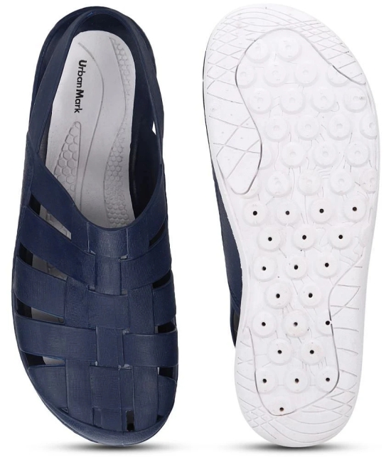 UrbanMark Men Perforated Water-Resistance Clog Sandals- Navy - None