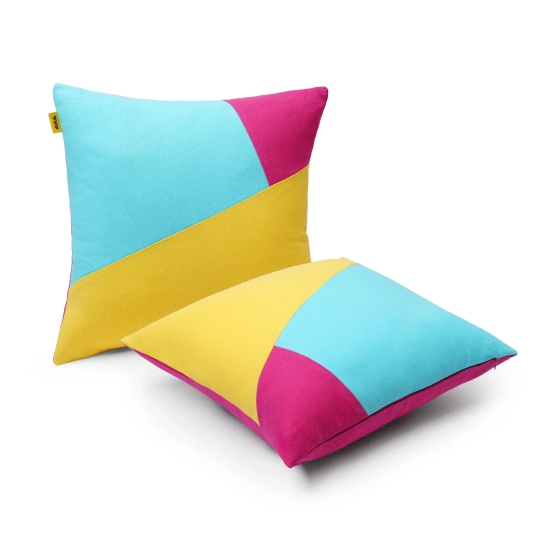 Multi Colour Geometric Cushion Cover | SET OF 2 10club Yellow